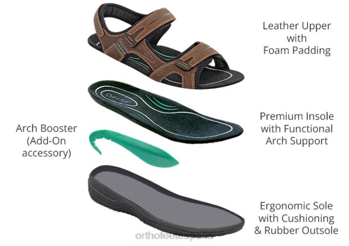 Geminis hombres Orthofeet 00DT119 marrón sandalias