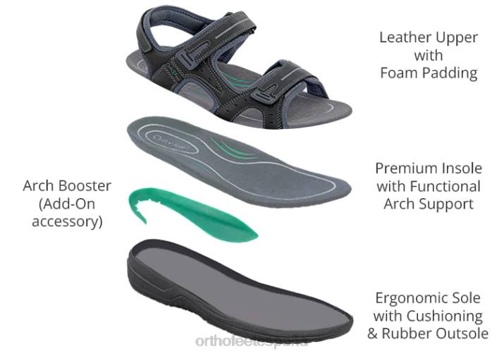 Geminis hombres Orthofeet 00DT120 negro sandalias