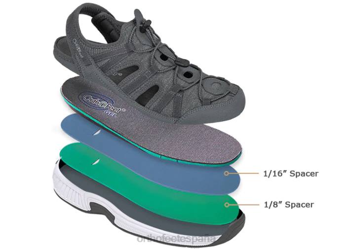 Tauro hombres Orthofeet 00DT122 gris sandalias