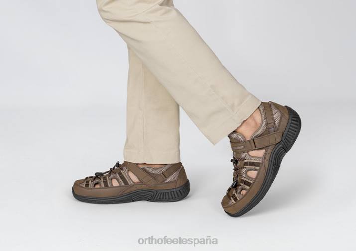correa de talón de agua clara hombres Orthofeet 00DT125 marrón sandalias