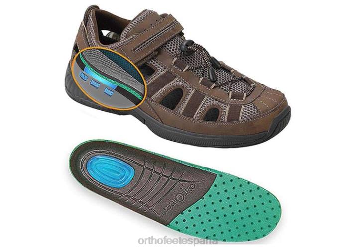 correa de talón de agua clara hombres Orthofeet 00DT125 marrón sandalias