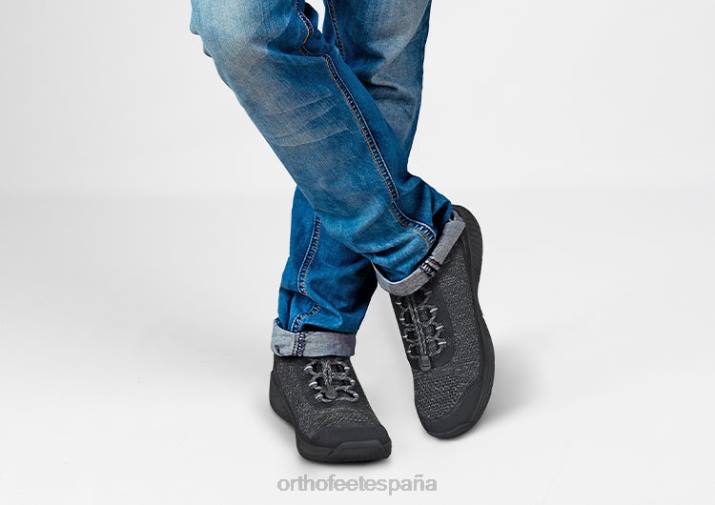 lava sin corbata hombres Orthofeet 00DT129 negro zapatillas