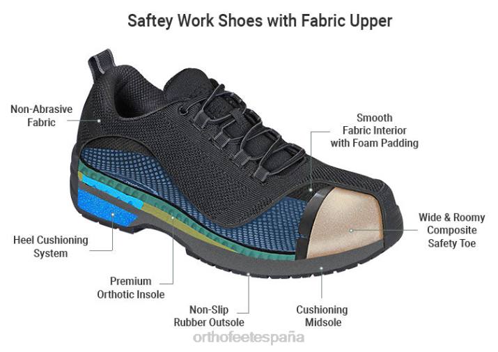 zapatos de trabajo cobalto hombres Orthofeet 00DT162 negro zapatillas