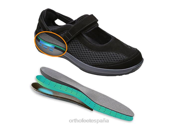 correa de talón sanibel mujer Orthofeet 00DT107 negro zapatos casuales