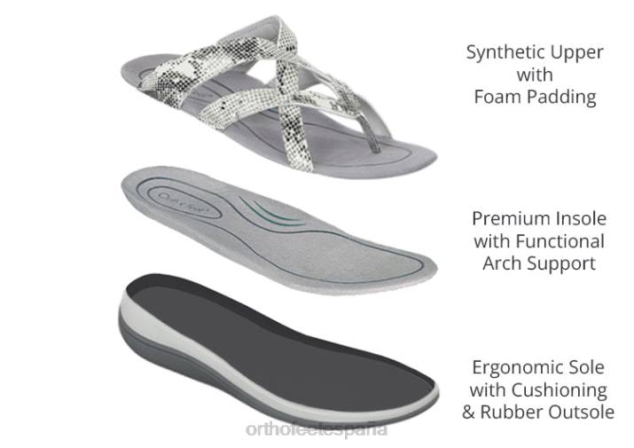 clio mujer Orthofeet 00DT28 serpiente blanca sandalias