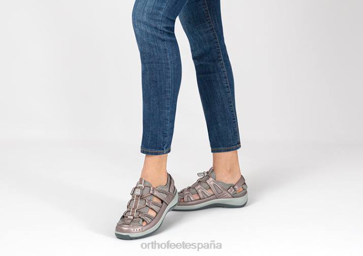 correa de talón verona mujer Orthofeet 00DT36 estaño sandalias